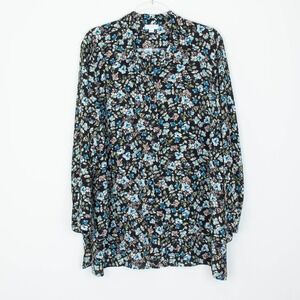 J. Jill Womens Dark Fairy Floral Button Front‎ Layered Tunic Top Size 2X Dainty